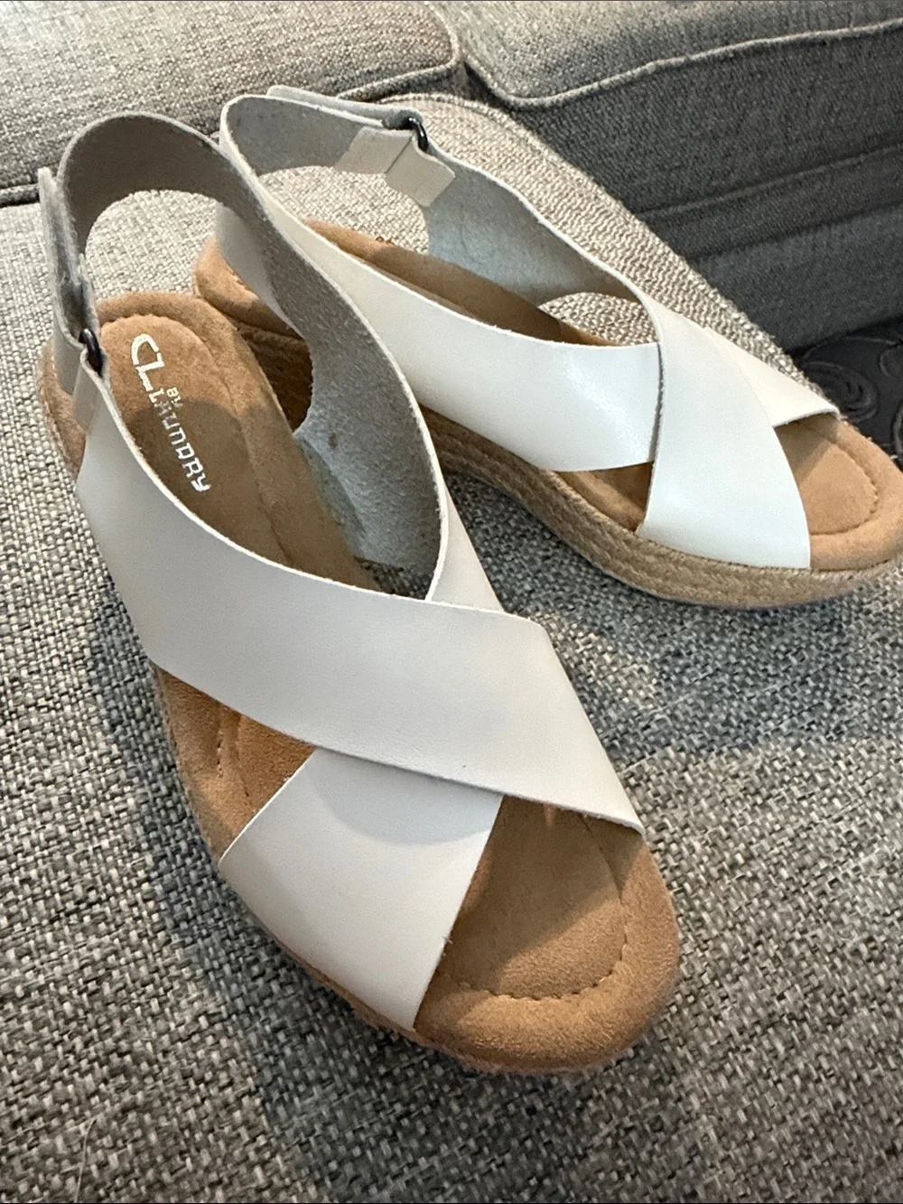 NEW CL by Laundry Dream Too Platform Wedge Espadrille Sandal White Size 8
